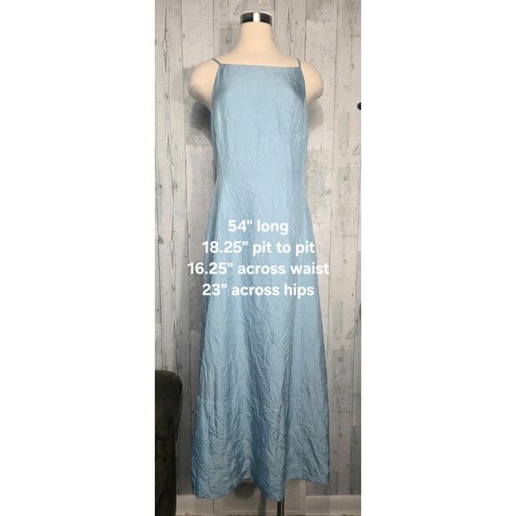 VTG 90s INC Dress Square Neck Spaghetti Strap Crinkle Silk Maxi Dress Sz. 12 - Picture 2 of 7